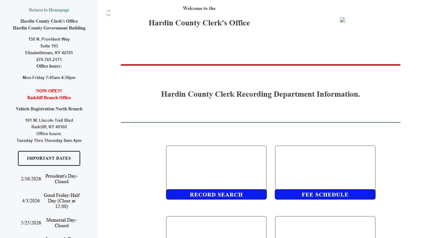 Hardin County Clerk's Office in Elizabethtown Kentucky