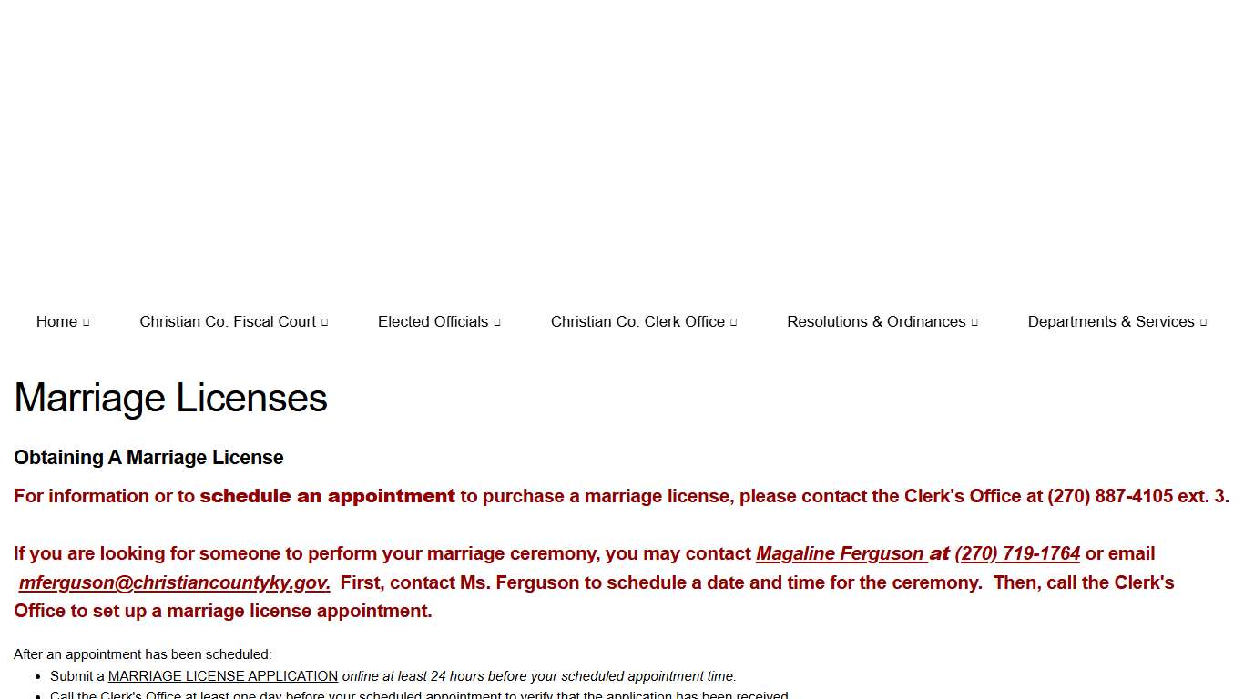 Christian County Marriage Licenses