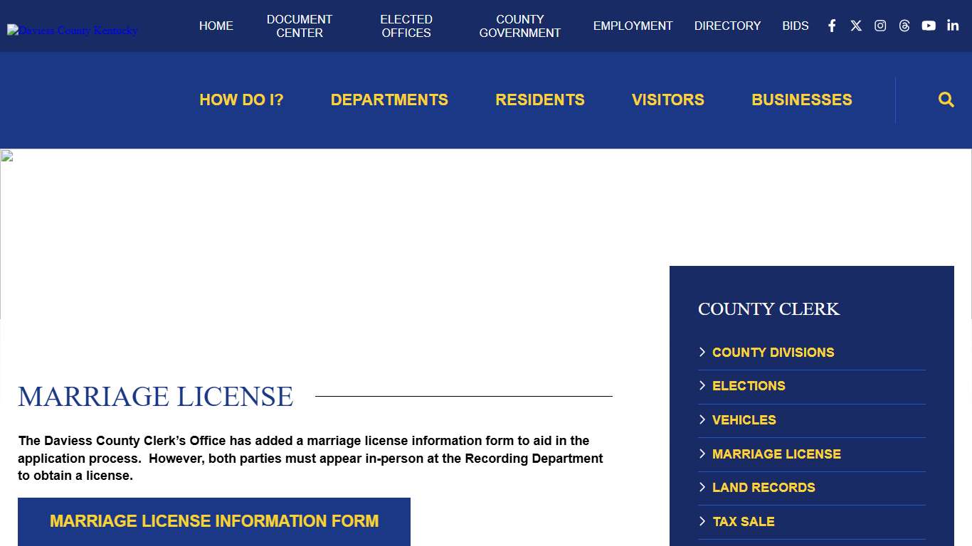 Marriage License - Daviess County Kentucky